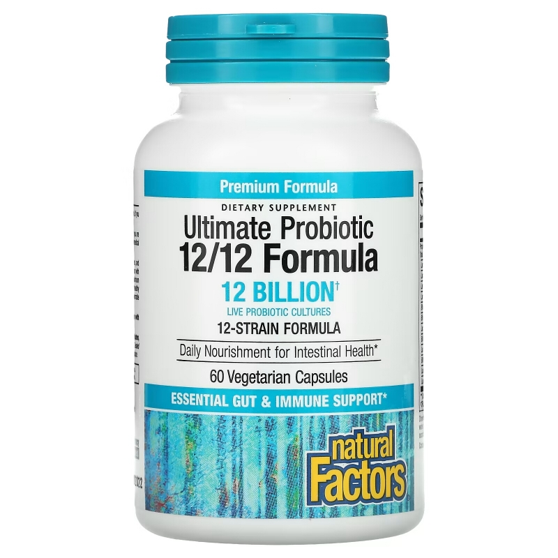 Natural Factors, Ultimate Probiotic, 12/12 Formula, 12 Billion, 60 Vegetarian Capsules