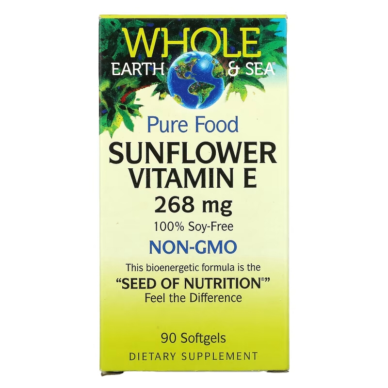 Natural Factors, Whole Earth & Sea, Sunflower Vitamin E, 268 mg, 90 Softgels