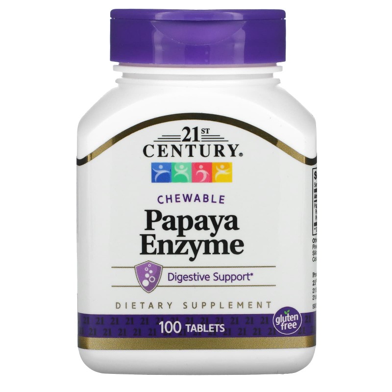 21st Century Health Care Ферменты папайи (Papaya Enzyme) 100 жевательных таблеток