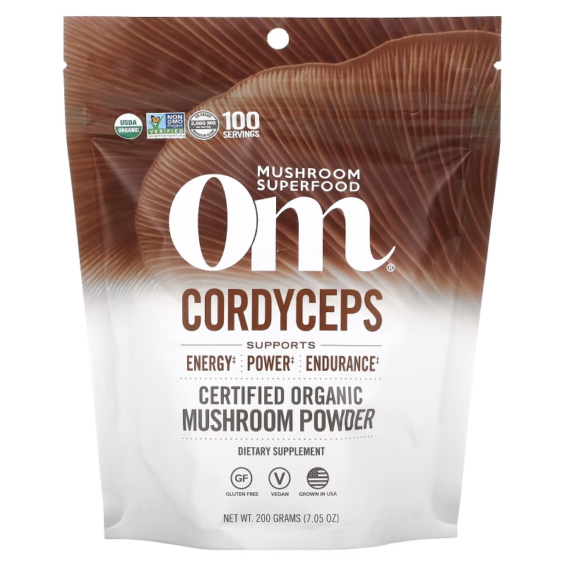 Om Mushrooms, Certified Organic Mushroom Powder, Cordyceps, 7.05 oz (200 g)