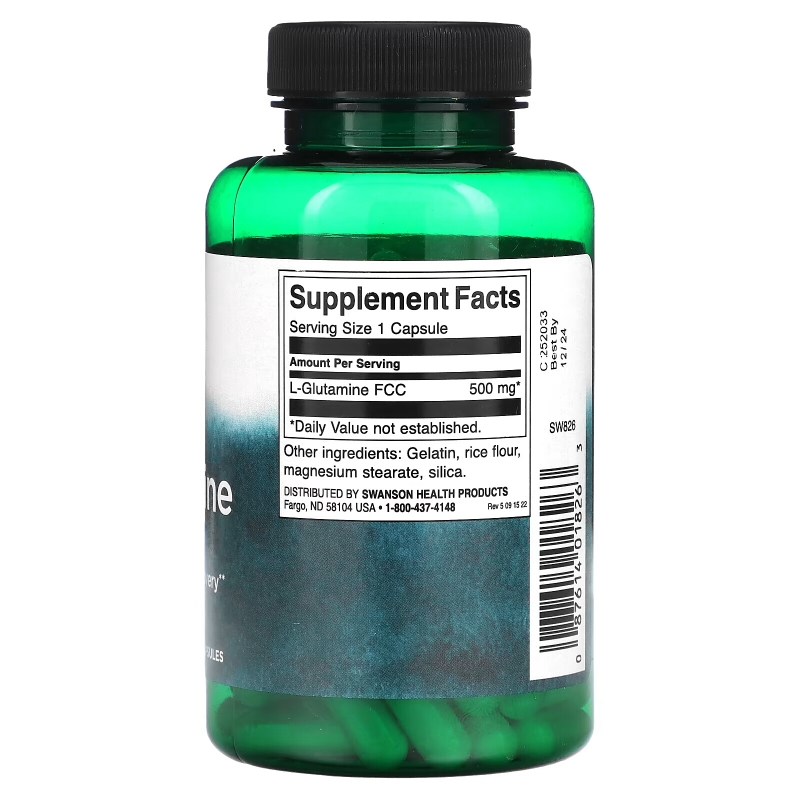 Swanson, L-Glutamine , 500 mg , 100 Capsules