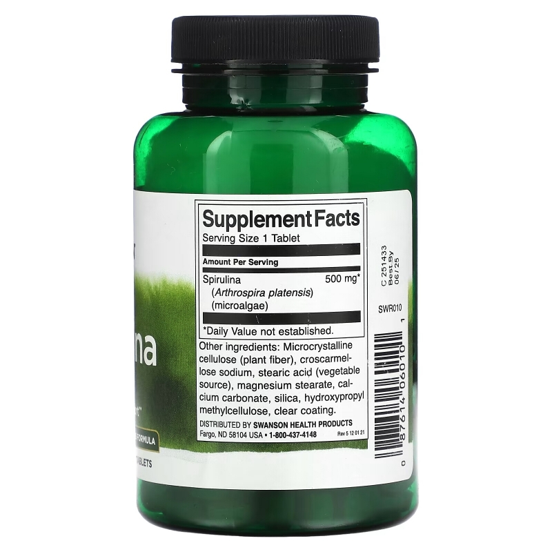 Swanson, Spirulina, 500 mg, 180 Tablets