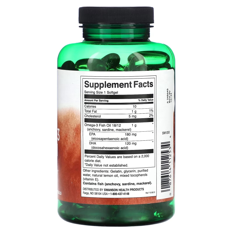 Swanson, Omega-3 Fish Oil, Lemon, 150 Softgels