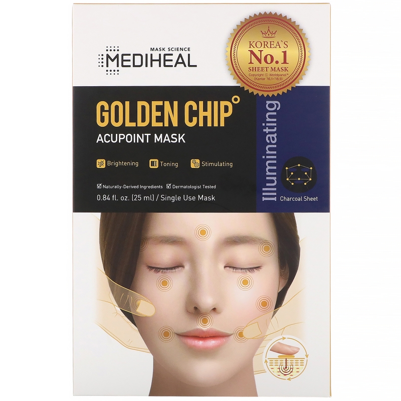 Mediheal, Golden Chip, акупунктурная маска, 5 шт., 25 мл каждая