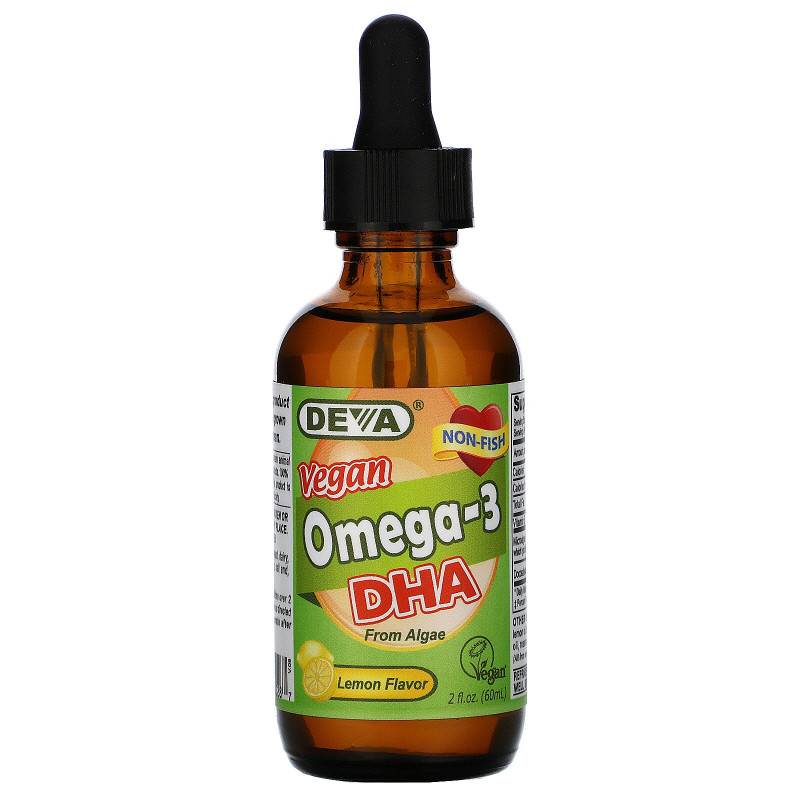 Deva Омега-3 ДГК для вегетарианцев с лимонным вкусом 2 жидких унции (60 мл)