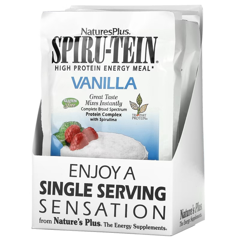 NaturesPlus, Spiru-Tein, High Protein Energy Meal, Vanilla, 8 Packets, 1.2 oz (34 g) Each